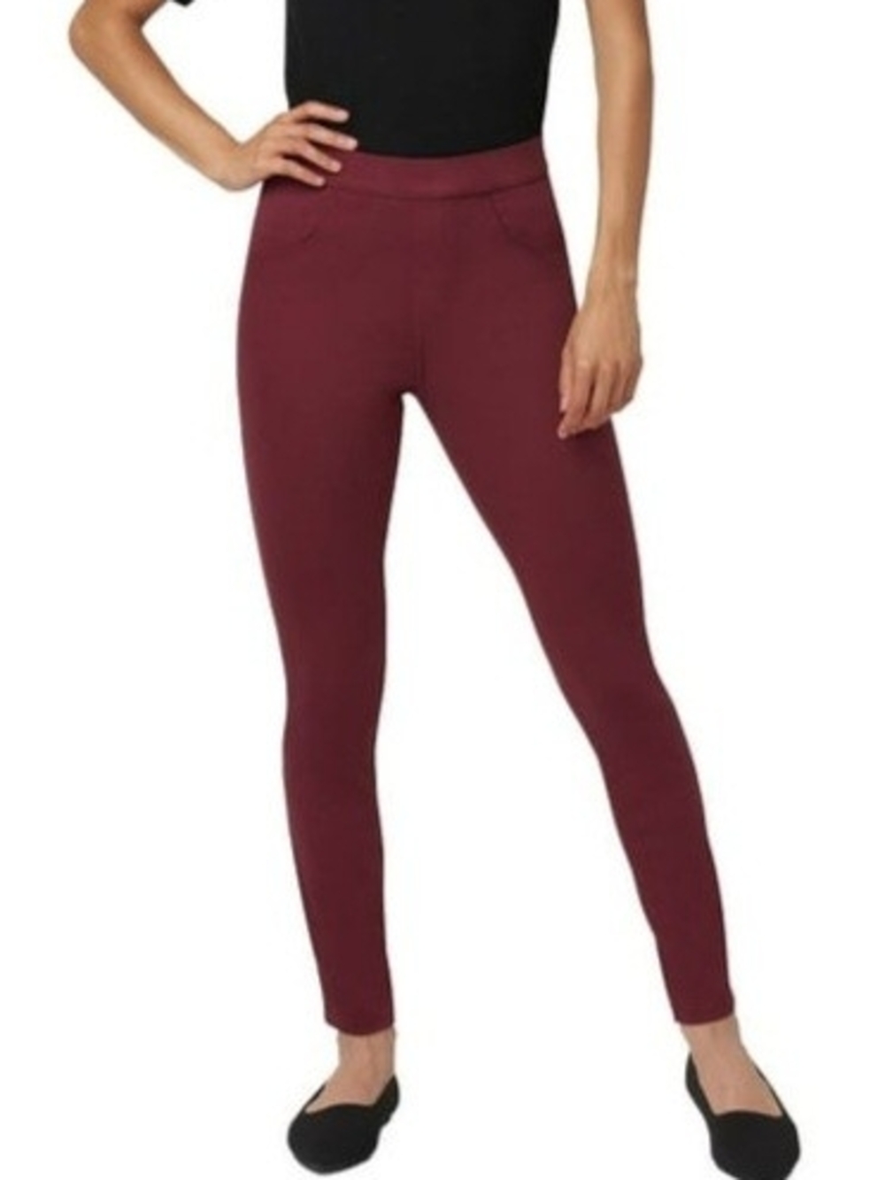 HUE Burgundy High-Rise Ponte Leggings
